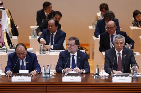 7/07/2017. Rajoy participa en la Cumbre del G-20. El presidente del Gobierno, Mariano Rajoy, durante la sesión plenaria de la cumbre de jefe...